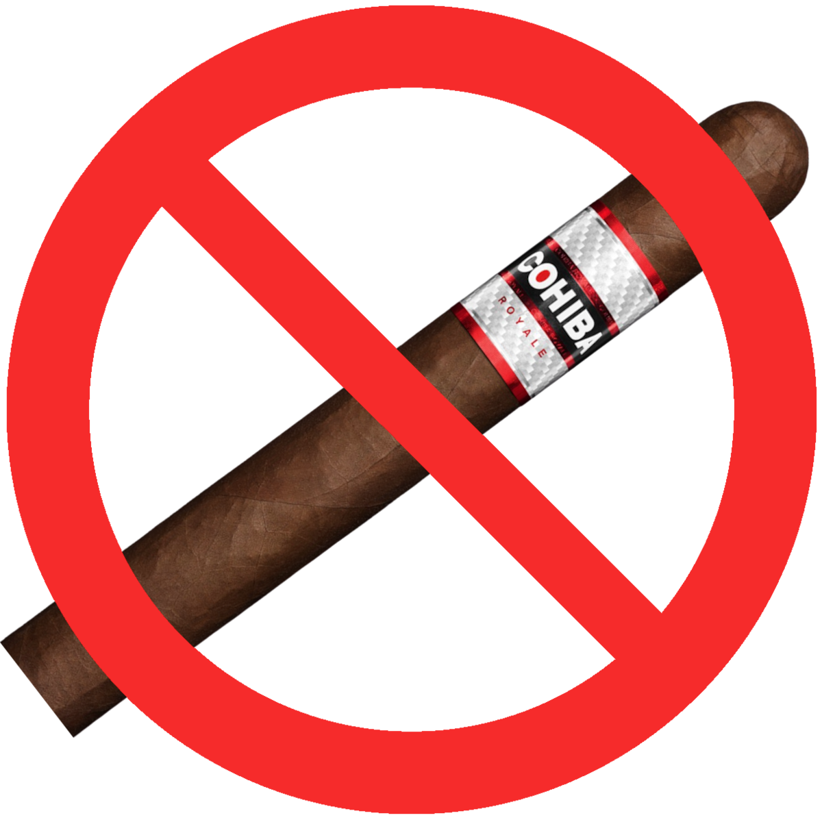 Picture of cigar overlaid with circle-slash symbol
